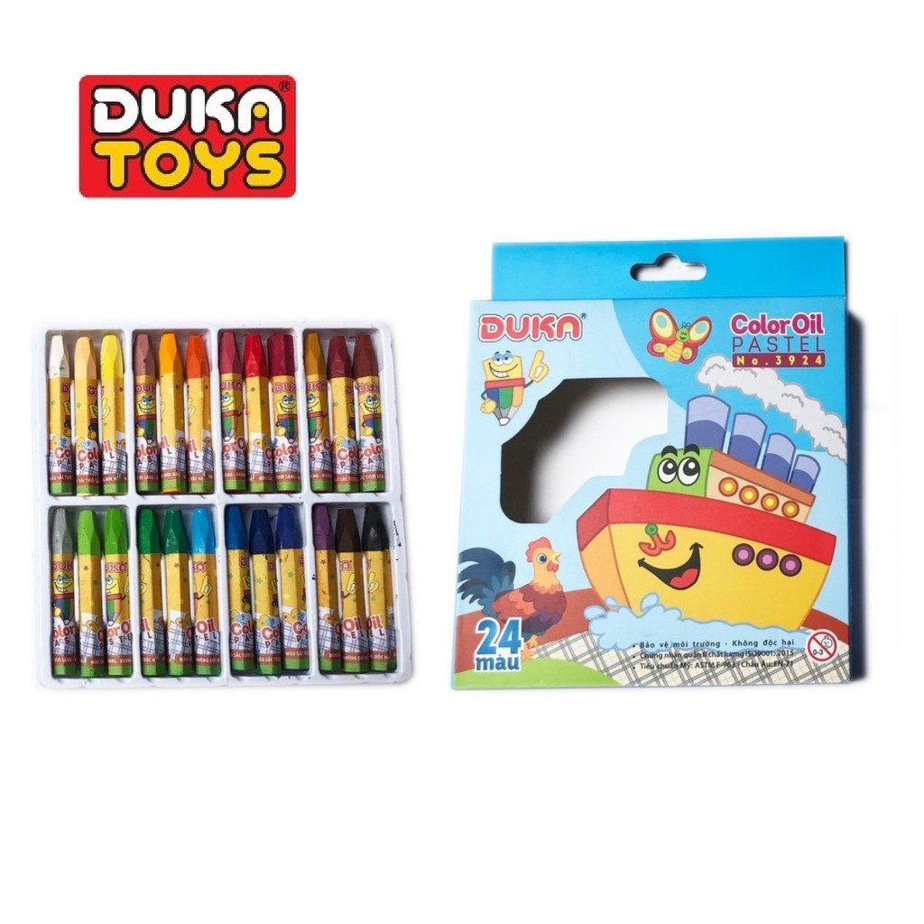 Bút Sáp Màu Duka Color Oil Pastel 24 Màu - Hộp Giấy NO.3924