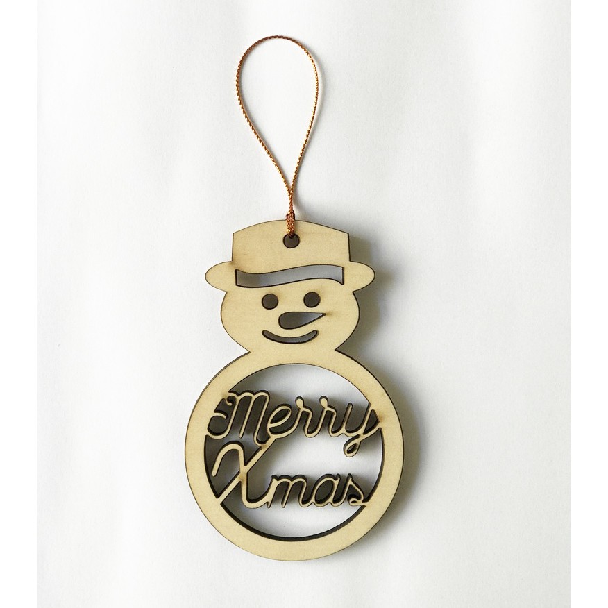 Phụ kiện trang trí Noel: Biểu tượng Giáng Sinh vintage bằng gỗ xinh xắn, có móc treo - Wooden Studio