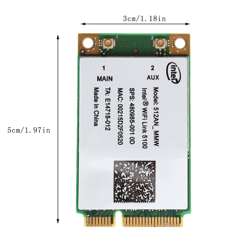 Thẻ Mạng Không Dây Intel 5100 Wifi 512an_mw 300m Mini Pci-E 2.4 / 5ghz | WebRaoVat - webraovat.net.vn