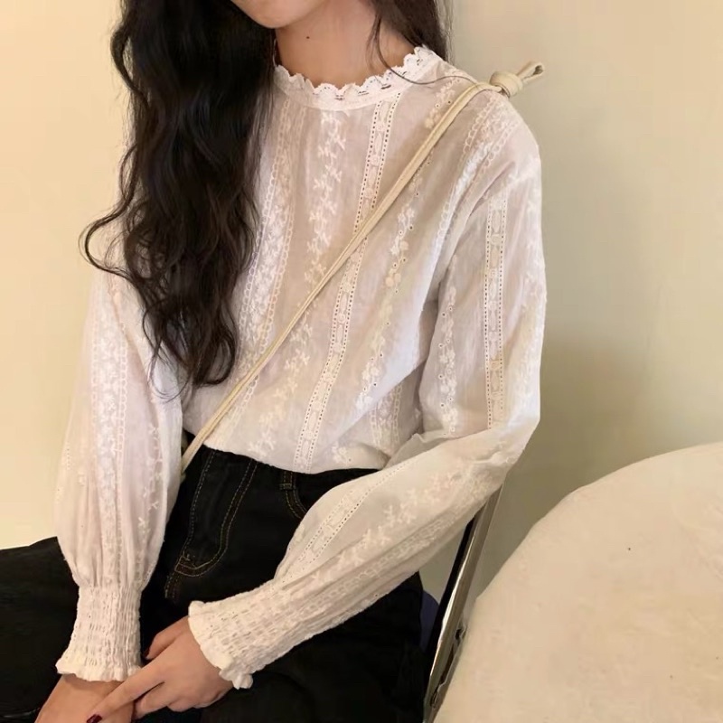 Sơ Mi Cổ Ren Hàn Quốc Tiểu Thư Dễ Phối Đồ
