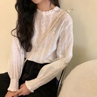 Sơ mi cổ ren hàn quốc tiểu thư dễ phối đồ