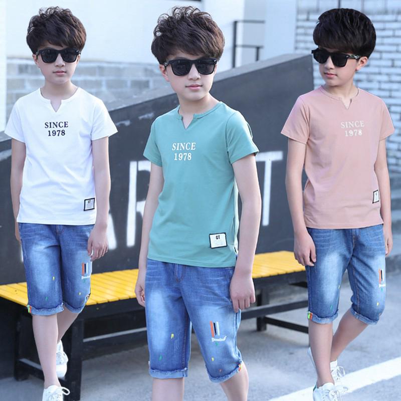 Set áo thun tay ngắn & quần jeans dài cho bé trai