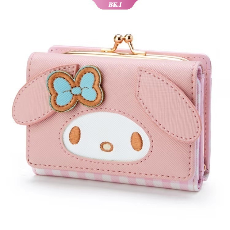 Ví Da PU 11cm Họa Tiết Hoạt Hình My Melody Mèo Cinnamoroll Dễ Thương Có Khóa Kéo