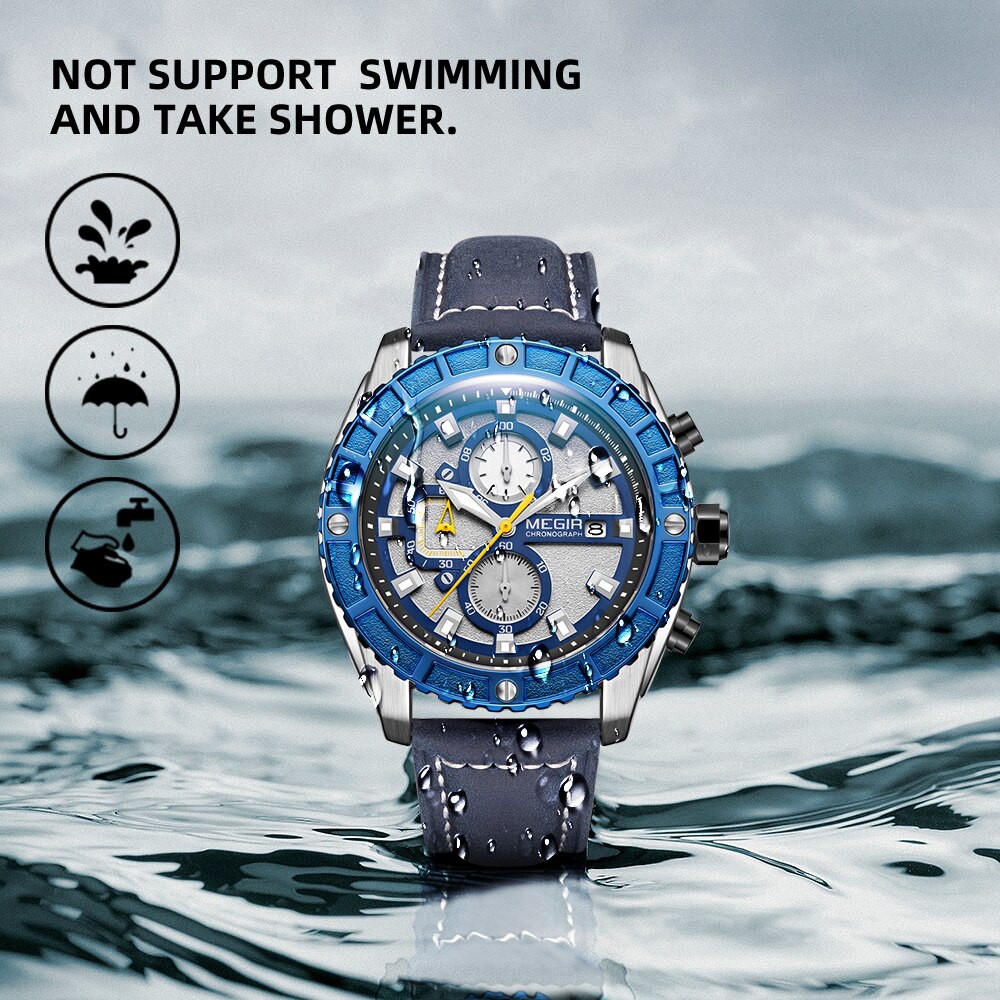 MEGIR 2119 Men's Sports Watch Illuminated Water Resistant Chronograph Men's Wrist Watches