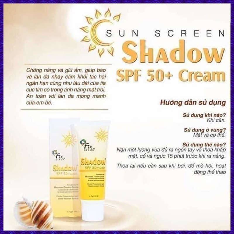 (HÀNG CHÍNH HÃNG) kem chống nắng Fixderrma Shadow SPF 50+ cream