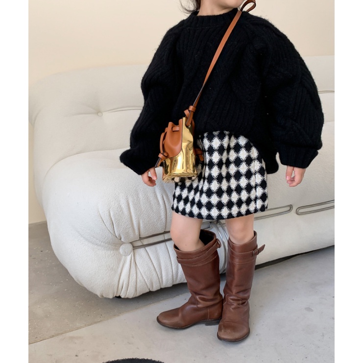 Chân váy chữ A họa tiết ca rô cho bé CV659