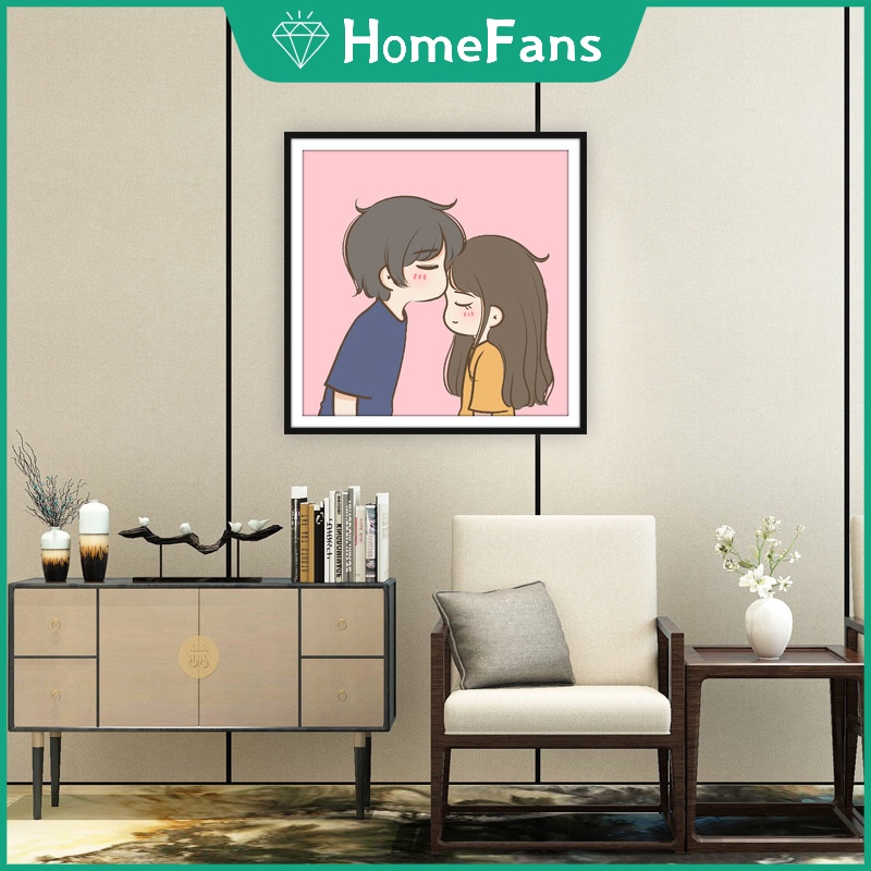 Bộ Tranh Đính Đá 5D Tự Làm 30x30cm/40x40cm/50x50cm In Hình Cặp Đôi Xinh Xắn