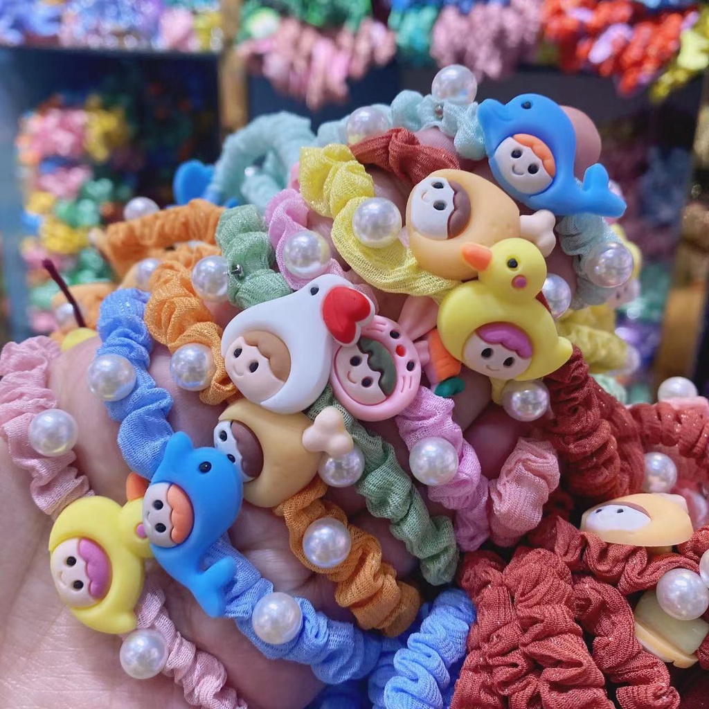 Dây cột tóc hạt châu đính icon Hàn Quốc - K524