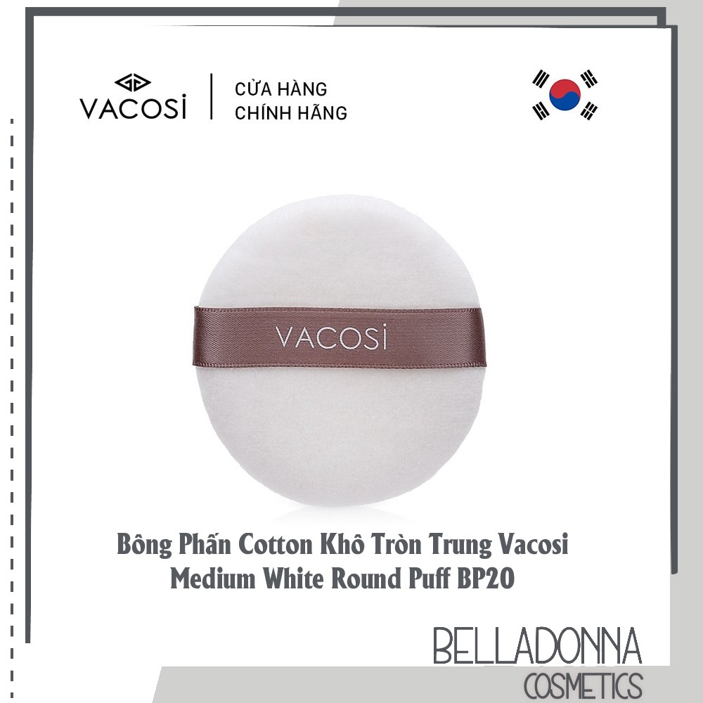 [Hàng chính hãng] Bông Phấn Cotton Khô Tròn Trung Vacosi Medium White Round Puff BP20