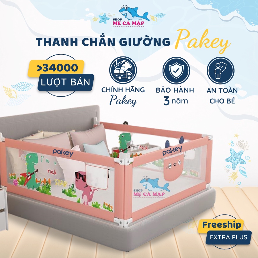 Thanh chắn giường SALE giá nhập, chặn giường Pakey dạng trượt cao tối đa 90cm có 3 màu phù hợp bé trai, bé gái