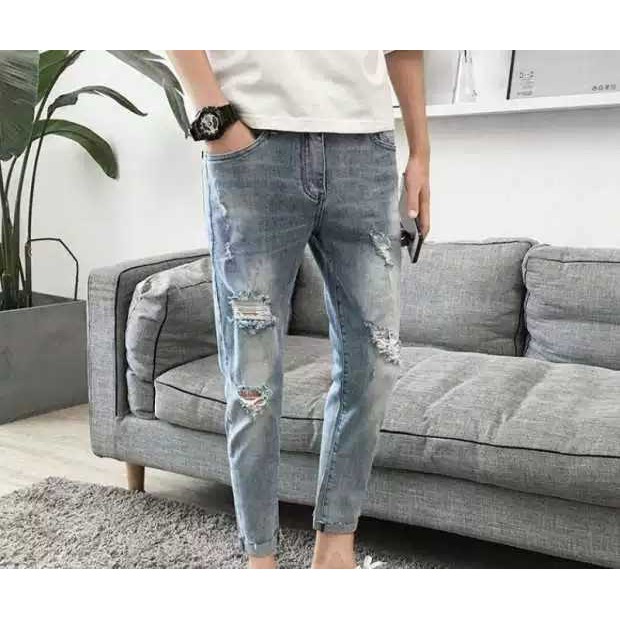 QUẦN JEAN TEEN NAM PHỐI RÁCH XƯỚC ỐNG CÔN MẪU MỚI HOT 600