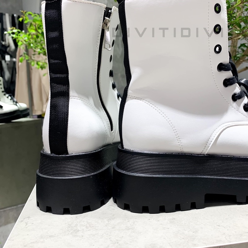 Giày boot trắng 0825 đế cao chất liệu da cao cấp dành cho nữ
