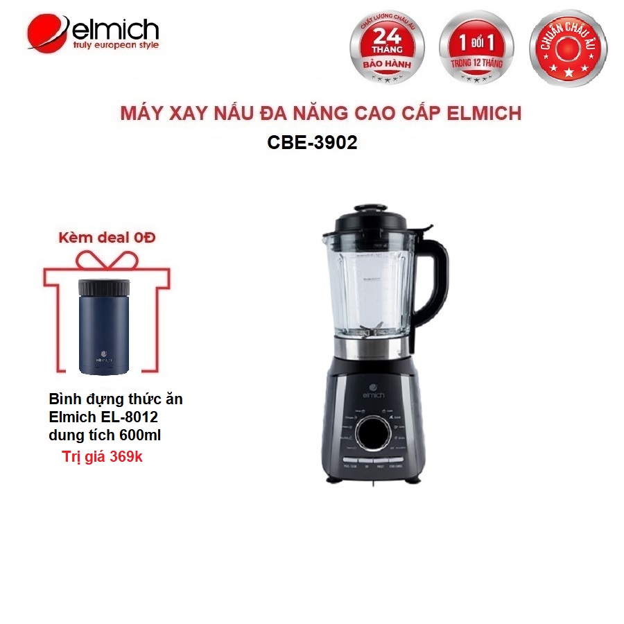 [Mã ELBAU10 giảm 10% đơn 500K] Máy làm sữa hạt đa năng cao cấp 9 chế độ nầu Elmich CBE-3902