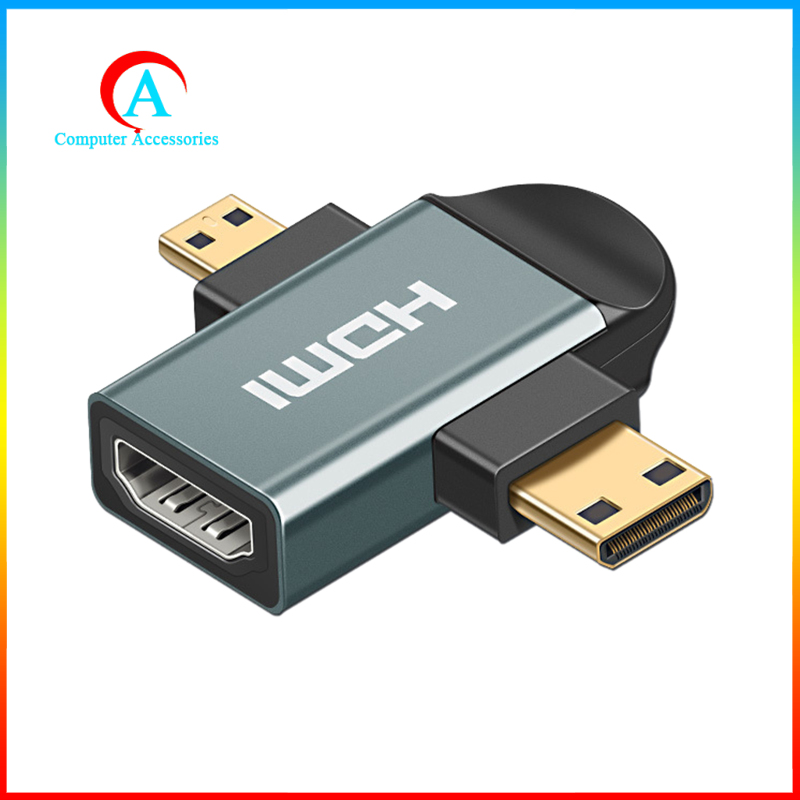 3in 1 HDMI Female to Mini HDMI Male + Micro HDMI Male Adapter