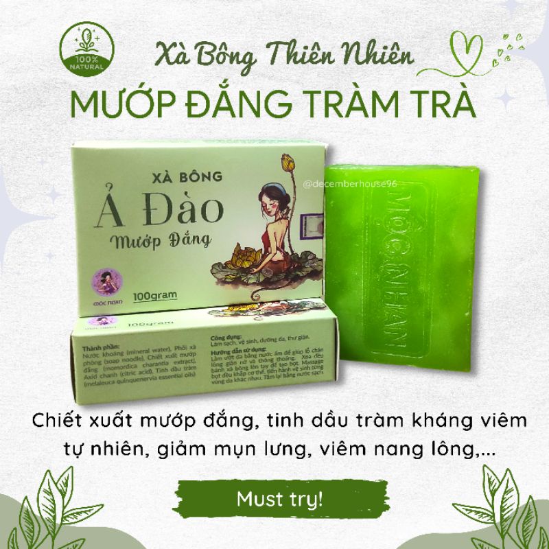 Xà bông nghệ Ả Đào Mộc Nhan, xà phòng thiên nhiên handmade giảm mụn lưng, sáng mịn da 100gr