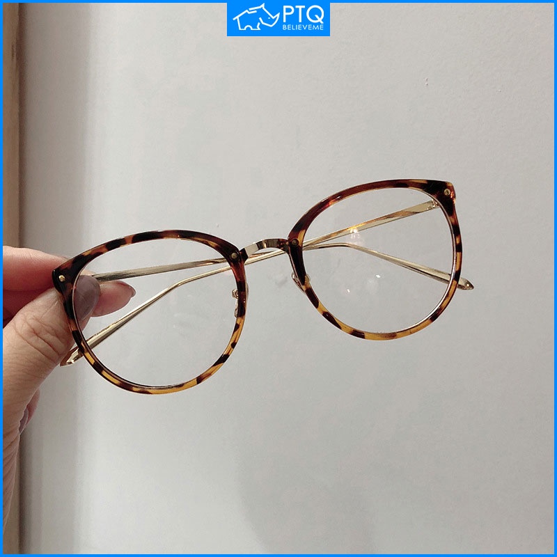 Mắt Kính Gọng Kim Loại Tròn Oversize Chống Bức Xạ / Ánh Sáng Xanh Thời Trang Cho Nữ