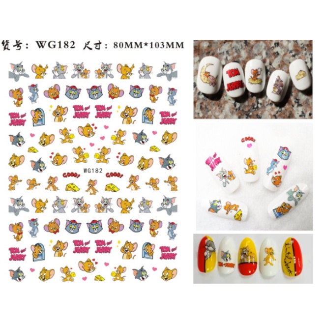 sticker hoạt hình trang tri nail