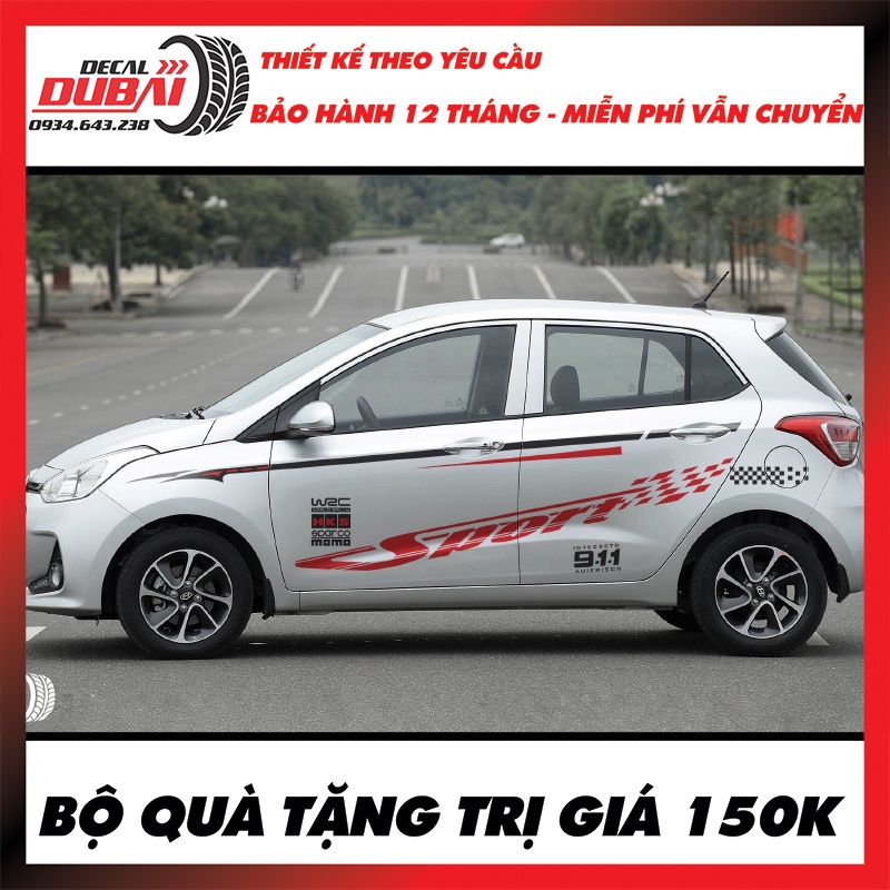 Tem Dán Trang Trí Xe i10  Sport - Thiết kế và chỉnh sửa theo yêu cầu - Decal Dubai
