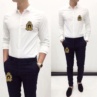 Áo sơ mi nam dài tay đính logo nhện đá chuẩn soái ca cực sịn