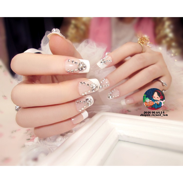 Móng Giả - Nail 3D Dài - Đính Đá [Sẵn Keo - Đóng Hộp 24 Mẫu Đủ Size]