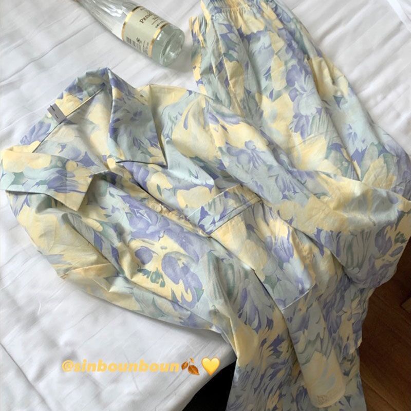 ❤️❤️ Bộ Đồ Ngủ Tay Dài Dáng Rộng In Họa Tiết Hoa Xinh Xắn Thời Trang Xuân Thu Cho Nữ