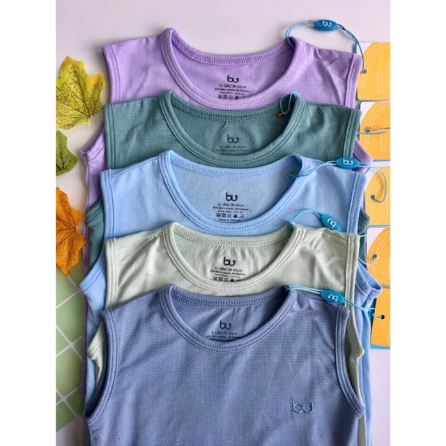 Bộ ba lỗ bu modal vải trơn  cho bé