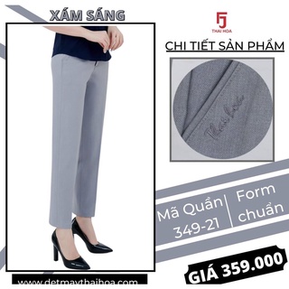 Quần Tây Thái Hòa cao cấp vải dày co giãn nhẹ màu xám 349