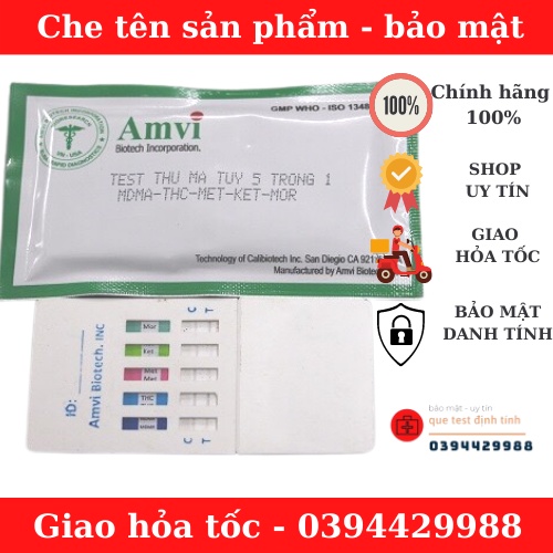 Que test thử ma túy tổng hợp 5 chân Amvi Biotech nước tiểu nhanh chóng tại nhà,chính xác, bảo mật,Che tên sản phẩm