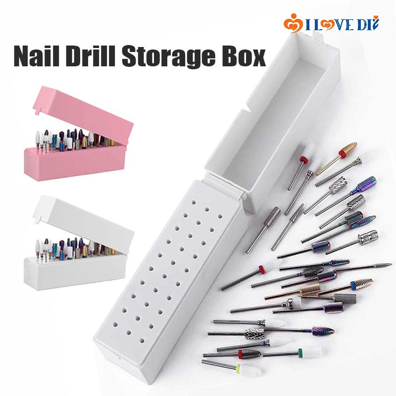 Hộp Nhựa 30 Lỗ Đựng Mũi Khoan Móng Tay Nhỏ Gọn