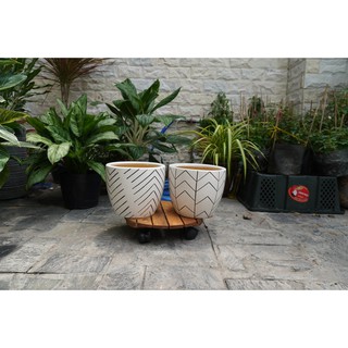 CHẬU SỨ TRẮNG HỌA TIẾT 18*21CM