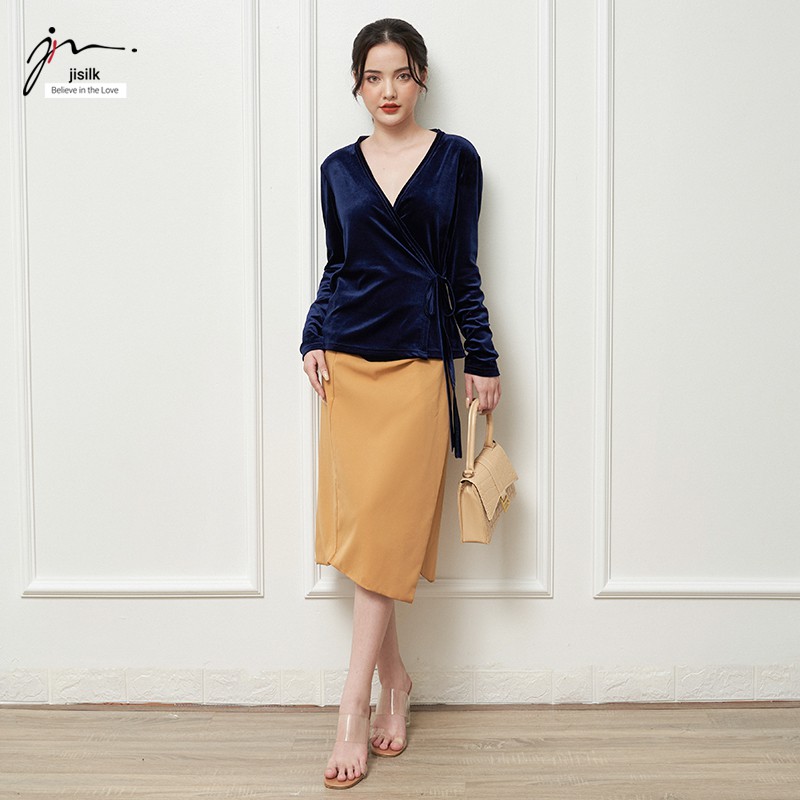 Áo Thu Đông Nữ Nhung Công Sở, Áo Dài Tay Kiểu Thiết Kế Kimono N.AK2-02 - jisilk | BigBuy360 - bigbuy360.vn
