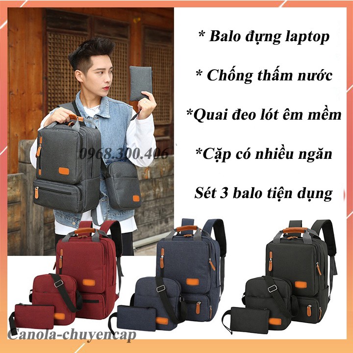 Balo laptop, túi đựng máy tính, túi đeo chéo sét 3 món có CHỐNG SỐC cho máy tính đựng laptop cho dân văn phòng - BLLT4