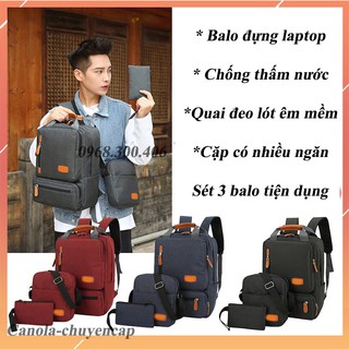 Balo laptop, túi đựng máy tính, túi đeo chéo sét 3 món có CHỐNG SỐC cho máy tính đựng laptop cho dân văn phòng - BLLT4