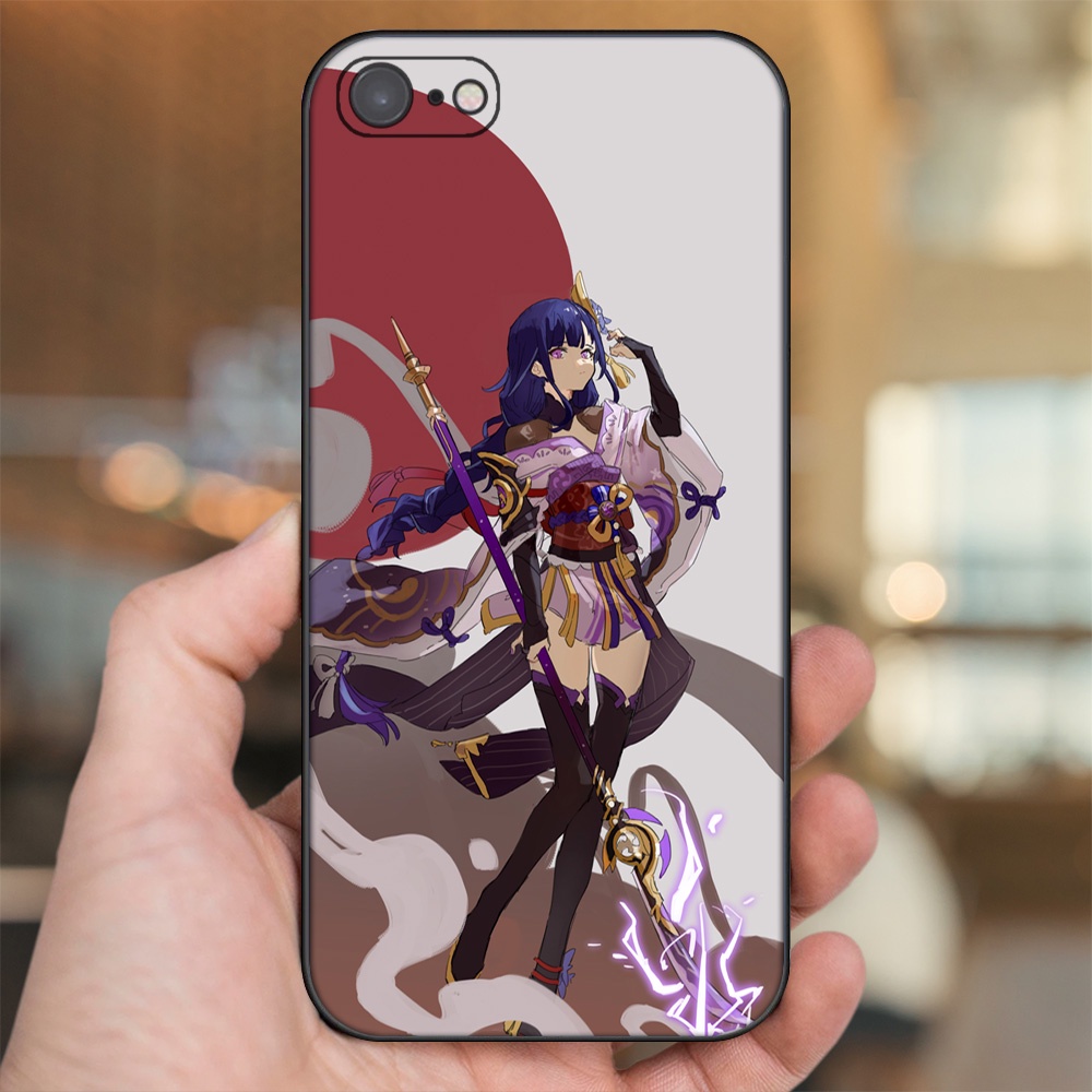 Ốp lưng iPhone 7, 8 dẻo đen cạnh vuông in hình Raiden Shogun Genshin Impact