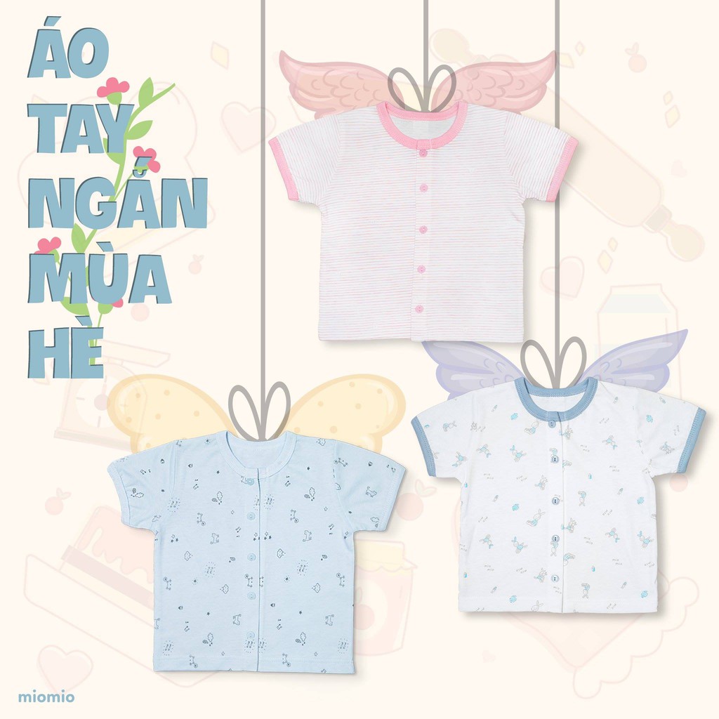 Áo cộc tay cài giữa cotton Miomio