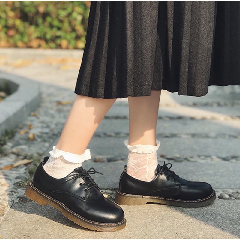 [CÓ SẴN] Giày Ulzzang vintage phong cách Nhật đồng phục sinh viên mũi tròn harajuku retro da pu oxford Hàn quốc đế bằng