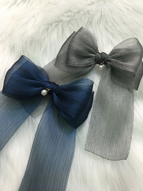 Kẹp nơ voan nhăn