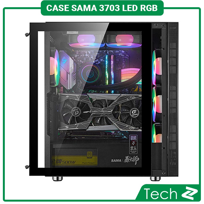 Vỏ Case SAMA 3703 (Mid Tower/Màu Đen/Led RGB)