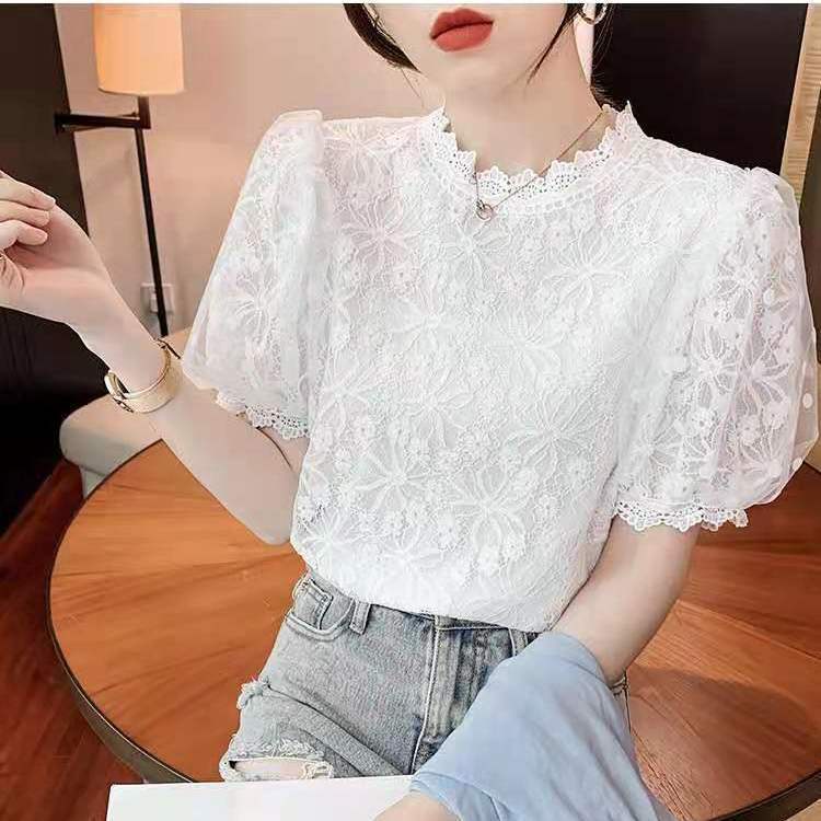 Áo Ren Lưới Tay Ngắn Thời Trang Hàn Quốc Cho Nữ