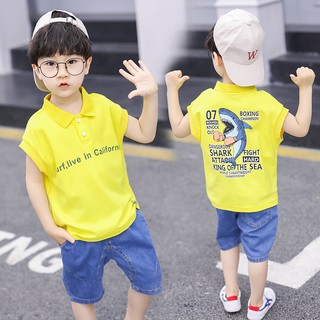 Set Áo Thun 3 Lỗ Và Quần Denim Ngắn Cho Bé Trai (1-6 Tuổi)