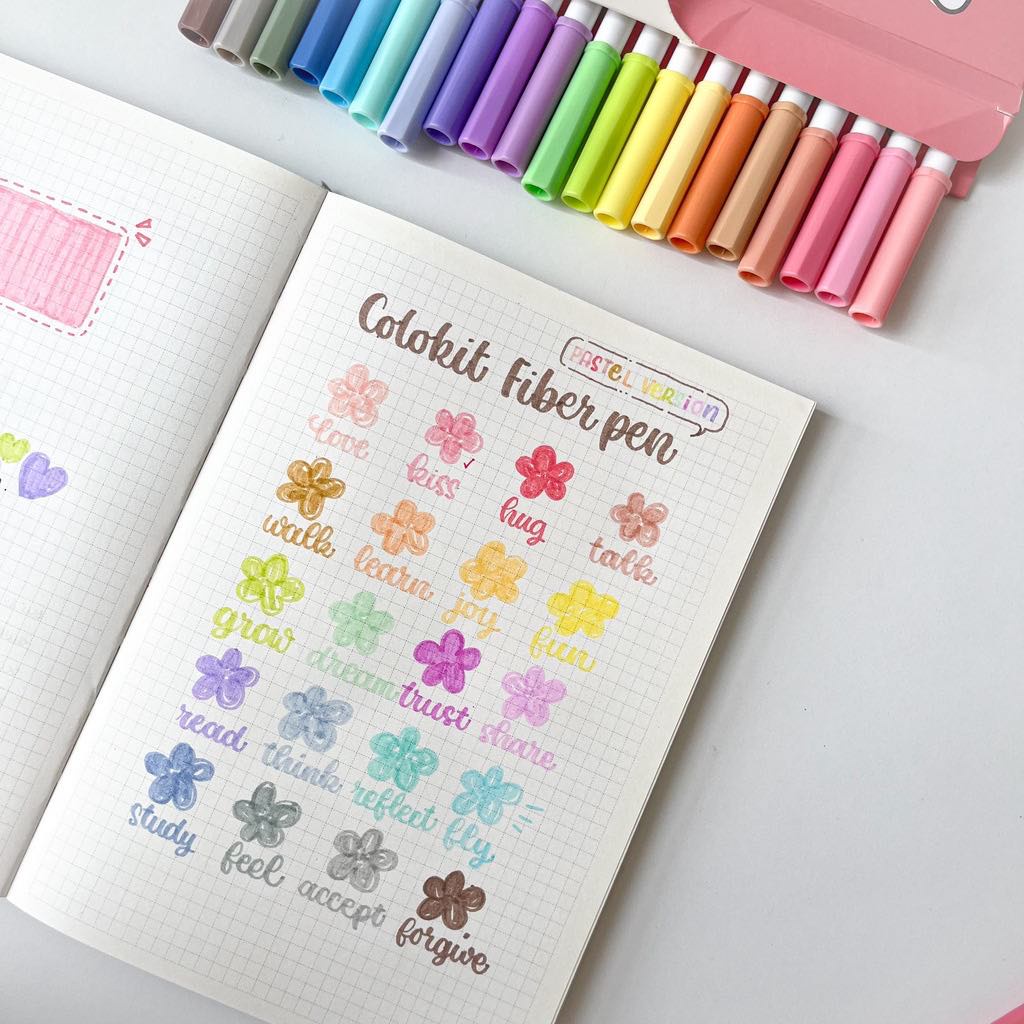 Bút lông Colokit 20 màu Pastel SWM-C008 - Washable Fiber Pen - Bút lông màu rửa được, có thể vẽ nét thanh đậm