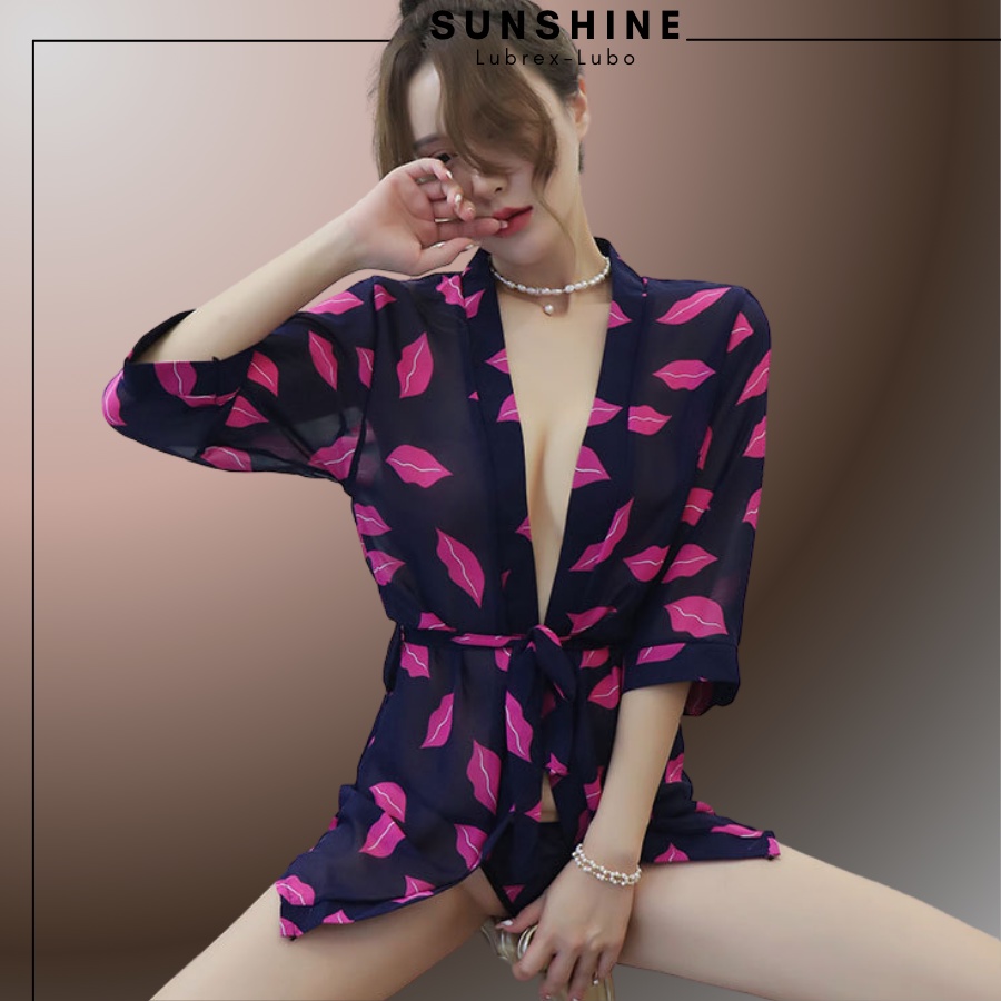 Áo choàng Ngủ Sexy Voan Xuyên Thấu Gợi Cảm SUNSHINE LUBREXLUBO_KMN1214