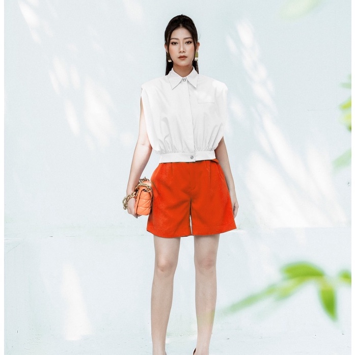 Áo croptop sắc màu cổ đức độn vai bo gấu HeraDG SAKBB2175