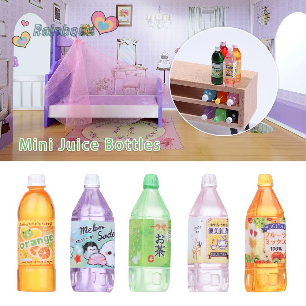 RAINBOW 10 Styles Dollhouse Miniature Food Shooting Props Drink Bottle Mini Juice Bottles Kids Gift Toys Play House Dolls Accessories ob11 Model Miniatures Decoration Simulation Drinks