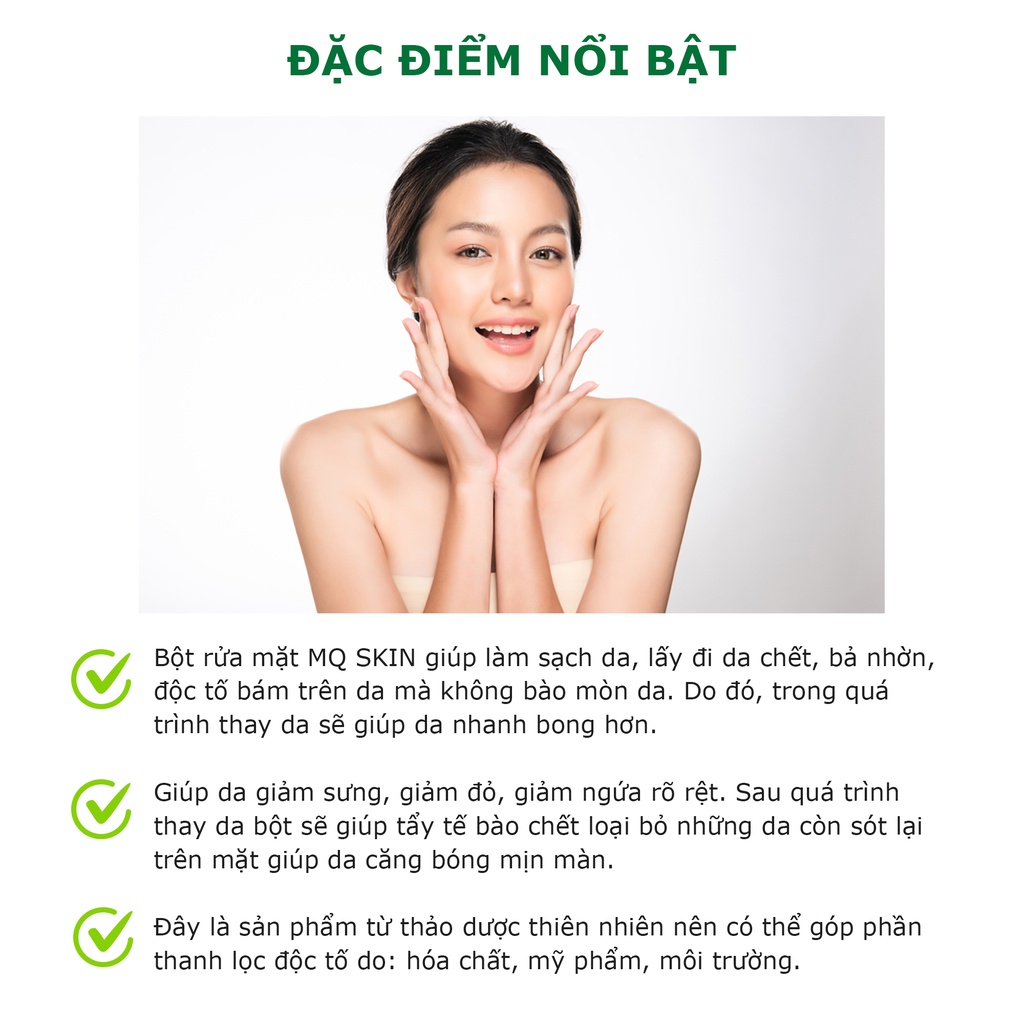 Bột nhân sâm MQ Skin rửa mặt giúp làm sạch gấp 5 lần nuôi dưỡng sâu, giải độc tố 100g - Beauty at home