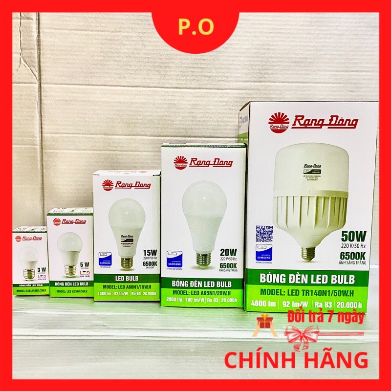 Bóng Đèn Led Rạng Đông Siêu Sáng 3w 5w 7w 9w 12w 15w 20w