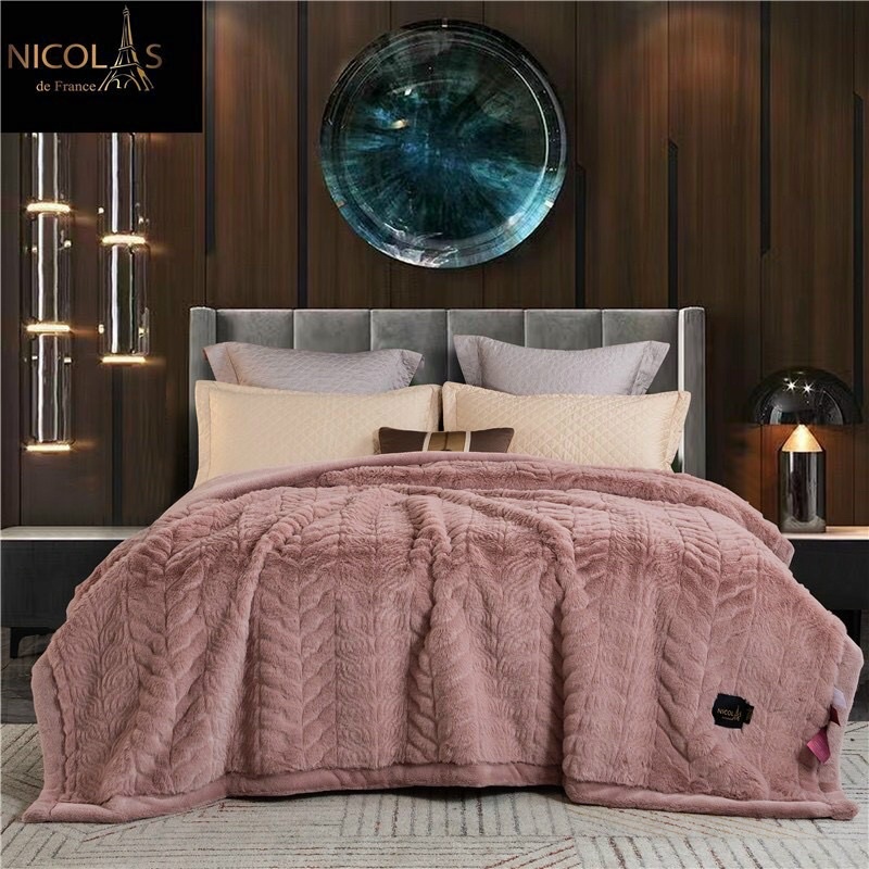 CHĂN LÔNG CÁO NICOLAS CAO CẤP 5,5kg CÓ TÚI XÁCH DA SỊN XÒ- hàng nhập loại 1