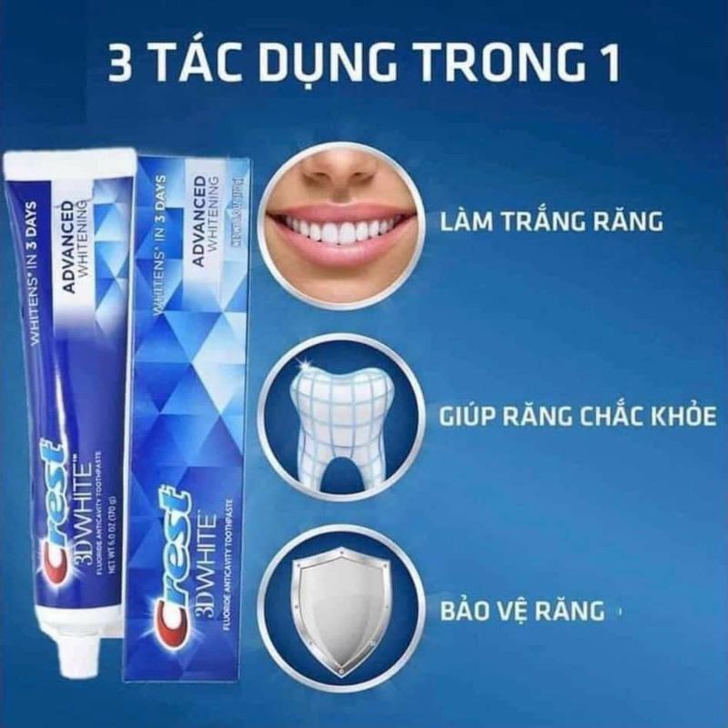 Kem đánh răng CREST 3D White Advanced Triple Whitening