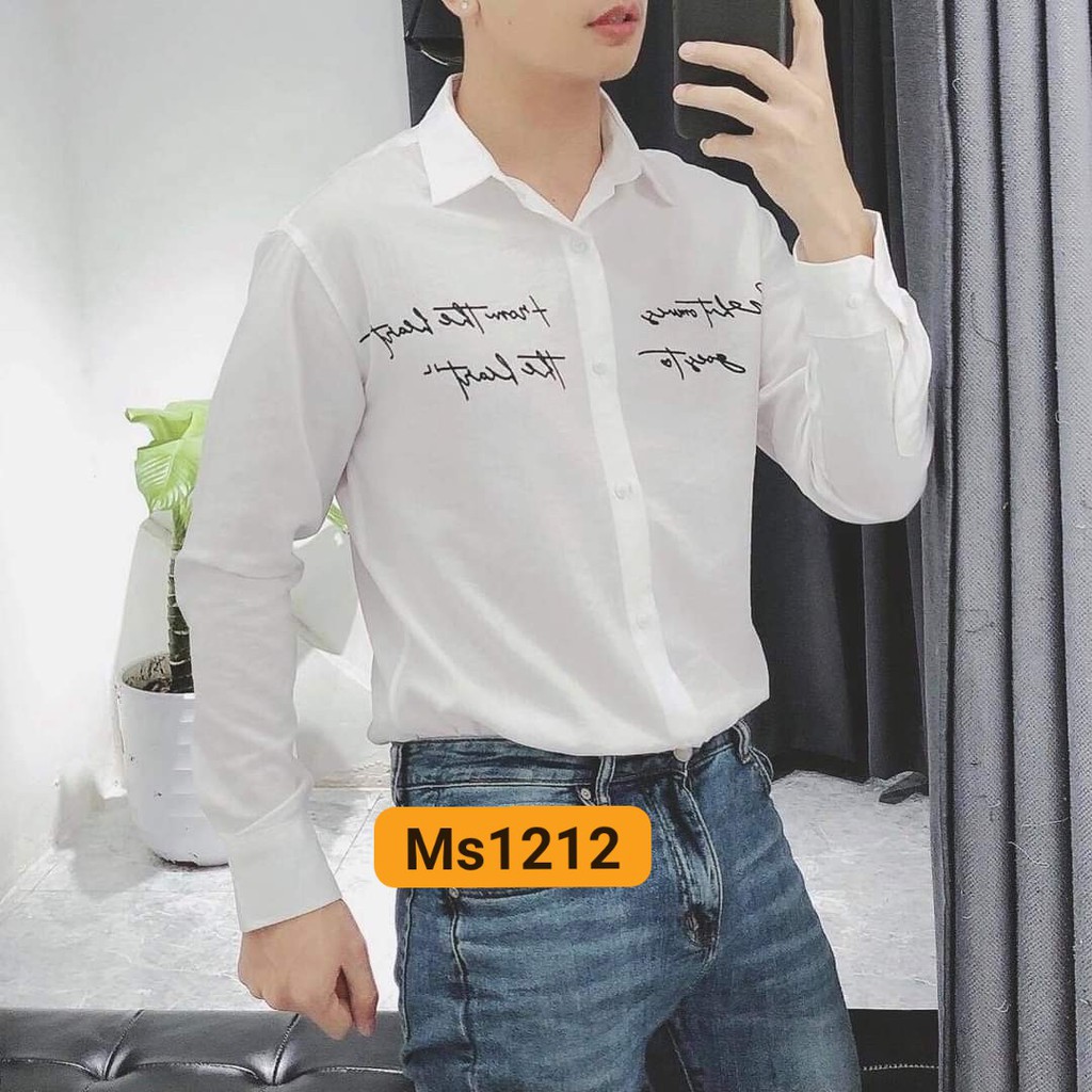 Áo sơ mi nam vải đũi đẹp ,vải đũi mềm chữ thêu | BigBuy360 - bigbuy360.vn