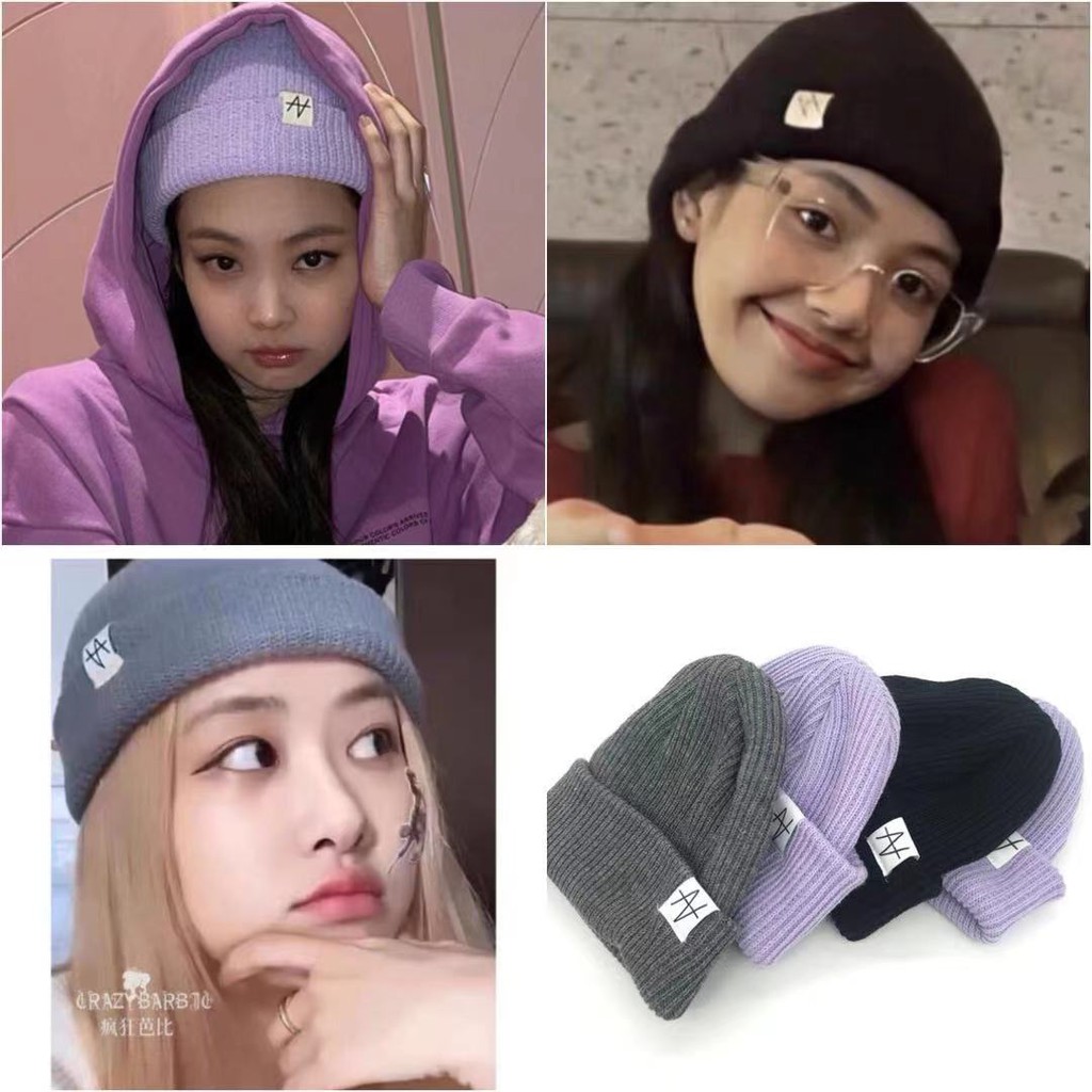 Jennie Lisa Rose Blackpink Mũ len dệt kim thời trang Hàn Quốc theo phong cách nhóm dành cho nữ